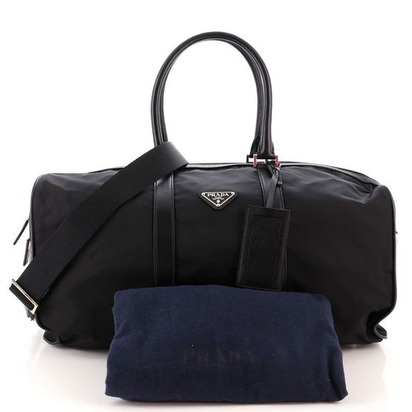 Prada Convertible Weekender Bag Tessuto with Saffiano Leather Large Black - Picture 2 of 8